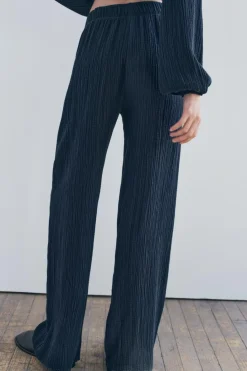 Clearance PANTALÓN ANCHO TEXTURA Mujer Pantalones