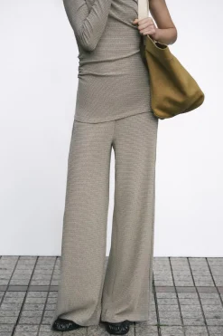 Best PANTALÓN ANCHO TEXTURA Mujer Pantalones