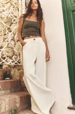 Fashion PANTALÓN ANCHO TIRO ALTO Mujer Pantalones