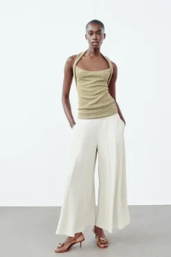 Discount PANTALÓN ANCHO TIRO ALTO Mujer Pantalones