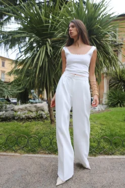 Discount PANTALÓN ANCHO TIRO ALTO Mujer Pantalones