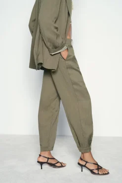 Discount PANTALÓN BOMBACHO EFECTO ARRUGADO Mujer Pantalones