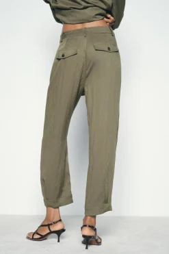 Discount PANTALÓN BOMBACHO EFECTO ARRUGADO Mujer Pantalones