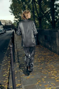 Clearance PANTALÓN BRILLO EFECTO ARRUGADO Mujer Pantalones