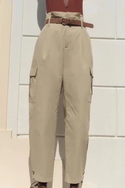 Fashion PANTALÓN CARGO PAPERBAG CINTURÓN Mujer Pantalones