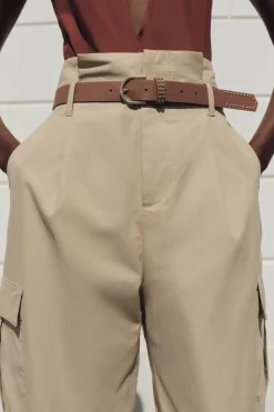 Fashion PANTALÓN CARGO PAPERBAG CINTURÓN Mujer Pantalones