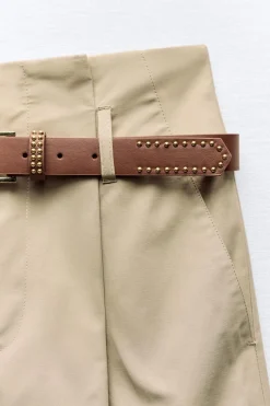 Fashion PANTALÓN CARGO PAPERBAG CINTURÓN Mujer Pantalones