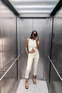 New PANTALÓN CHINO CINTURÓN TRENZADO Mujer Pantalones