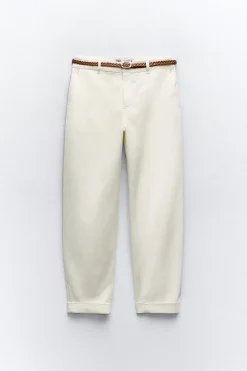 New PANTALÓN CHINO CINTURÓN TRENZADO Mujer Pantalones