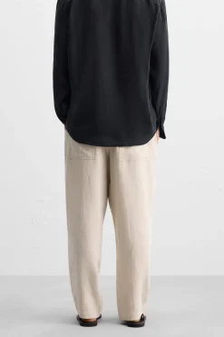 New PANTALÓN CINTURA JOGGER 100% LINO Hombre Pantalones