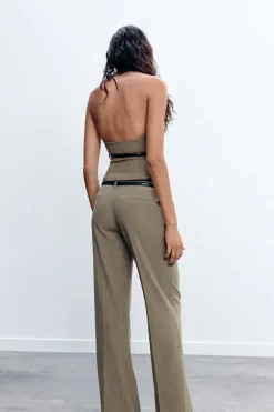 Discount PANTALÓN CINTURÓN DOBLE TIRO BAJO Mujer Pantalones