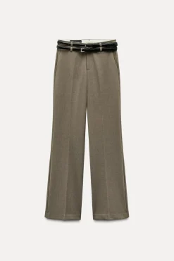 Discount PANTALÓN CINTURÓN DOBLE TIRO BAJO Mujer Pantalones