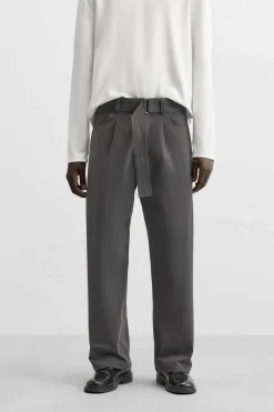 Clearance PANTALÓN CINTURÓN PLIEGUES Hombre Pantalones