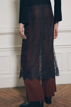 Hot PANTALÓN COMBINADO ENCAJE Mujer Pantalones|Cárdigan / Jerséis