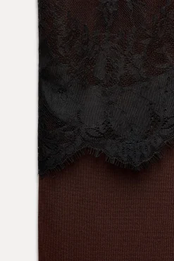 Hot PANTALÓN COMBINADO ENCAJE Mujer Pantalones|Cárdigan / Jerséis