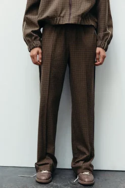 Fashion PANTALÓN CUADROS BANDA LATERAL Mujer Pantalones