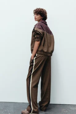 Fashion PANTALÓN CUADROS BANDA LATERAL Mujer Pantalones