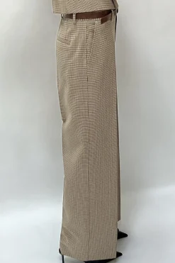 Hot PANTALÓN CUADROS CINTURÓN Mujer Pantalones