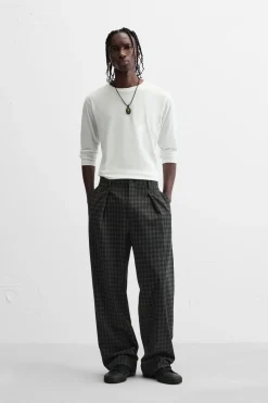 Outlet PANTALÓN CUADROS PLIEGUES Hombre Pantalones