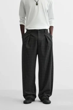 Outlet PANTALÓN CUADROS PLIEGUES Hombre Pantalones