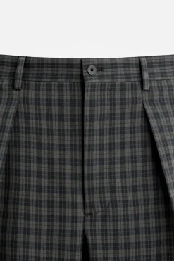Outlet PANTALÓN CUADROS PLIEGUES Hombre Pantalones