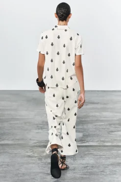 New PANTALÓN CULOTTE BORDADOS CONTRASTE ZW COLLECTION Mujer Pantalones