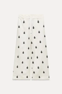 New PANTALÓN CULOTTE BORDADOS CONTRASTE ZW COLLECTION Mujer Pantalones