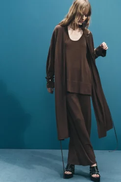 Sale PANTALÓN CULOTTE PUNTO LISO Mujer Pantalones|Cárdigan / Jerséis