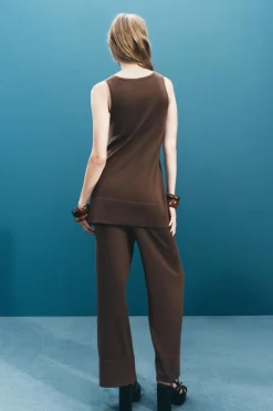 Sale PANTALÓN CULOTTE PUNTO LISO Mujer Pantalones|Cárdigan / Jerséis