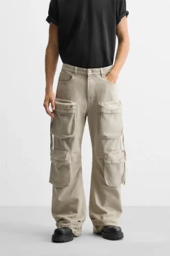 Sale PANTALÓN DENIM CARGO BOLSILLOS Hombre Pantalones|Jeans