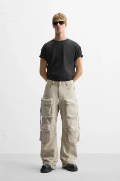 Sale PANTALÓN DENIM CARGO BOLSILLOS Hombre Pantalones|Jeans