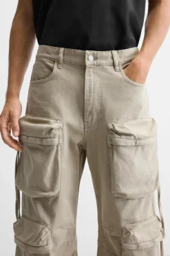 Sale PANTALÓN DENIM CARGO BOLSILLOS Hombre Pantalones|Jeans