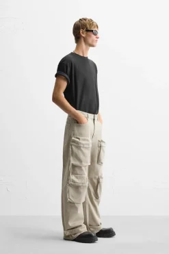 Sale PANTALÓN DENIM CARGO BOLSILLOS Hombre Pantalones|Jeans