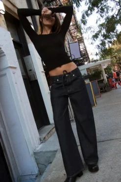 New PANTALÓN DENIM TRF CORDONES Mujer Jeans