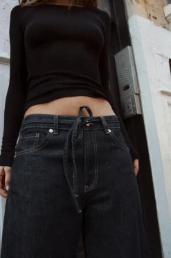 New PANTALÓN DENIM TRF CORDONES Mujer Jeans