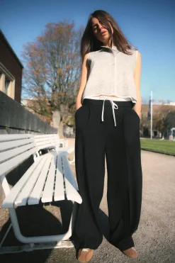 Outlet PANTALÓN DOBLE CINTURA BANDA LATERAL Mujer Pantalones