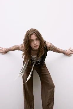 Best PANTALÓN EFECTO ARRUGADO CON LINO Mujer Pantalones