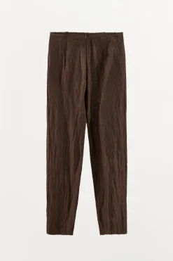 Best PANTALÓN EFECTO ARRUGADO CON LINO Mujer Pantalones