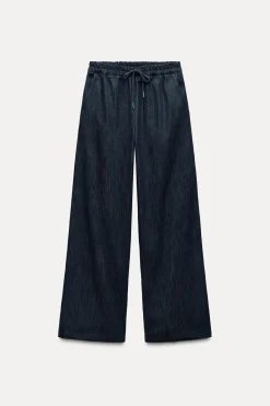 Online PANTALÓN EFECTO DENIM BANDA LATERAL Mujer Pantalones