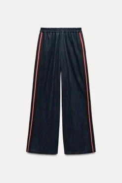 Online PANTALÓN EFECTO DENIM BANDA LATERAL Mujer Pantalones