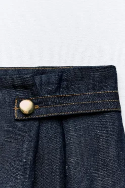 Best PANTALÓN EFECTO DENIM WIDE LEG CON LINO Mujer Pantalones