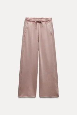 Fashion PANTALÓN EFECTO LAVADO COMBINADO RIB Mujer Pantalones