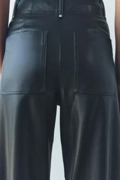 New PANTALÓN EFECTO PIEL WIDE LEG ZW COLLECTION Mujer Jeans|Pantalones