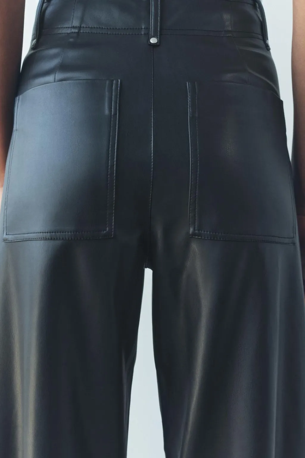 New PANTALÓN EFECTO PIEL WIDE LEG ZW COLLECTION Mujer Jeans|Pantalones