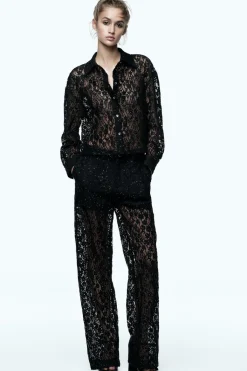 Best PANTALÓN ENCAJE LENTEJUELAS Mujer Pantalones