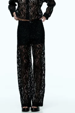 Best PANTALÓN ENCAJE LENTEJUELAS Mujer Pantalones