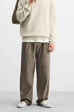 Hot PANTALÓN ESTRUCTURA PLIEGUES Hombre Pantalones