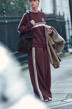 Outlet PANTALÓN FELPA BANDA LATERAL PUNTILLA Mujer Pantalones|Sudaderas / Joggers