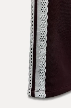 Outlet PANTALÓN FELPA BANDA LATERAL PUNTILLA Mujer Pantalones|Sudaderas / Joggers