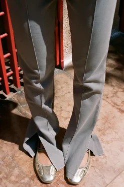 Outlet PANTALÓN FLARE INTERLOCK EFECTO LAVADO Mujer Pantalones